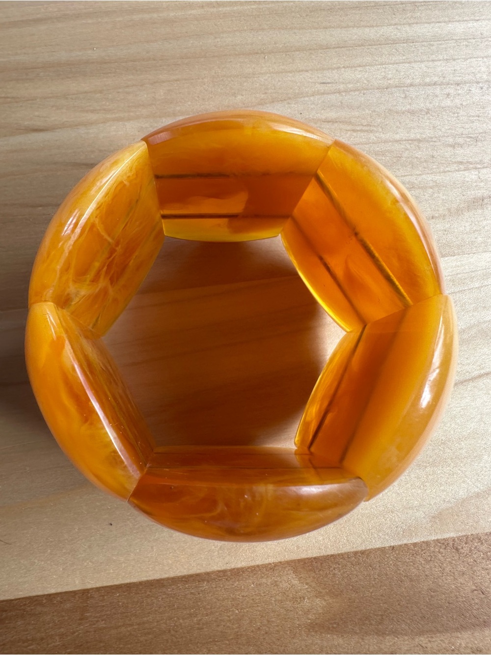 VTG Bold Butterscotch Amber Bakelite Stretch Bracelet